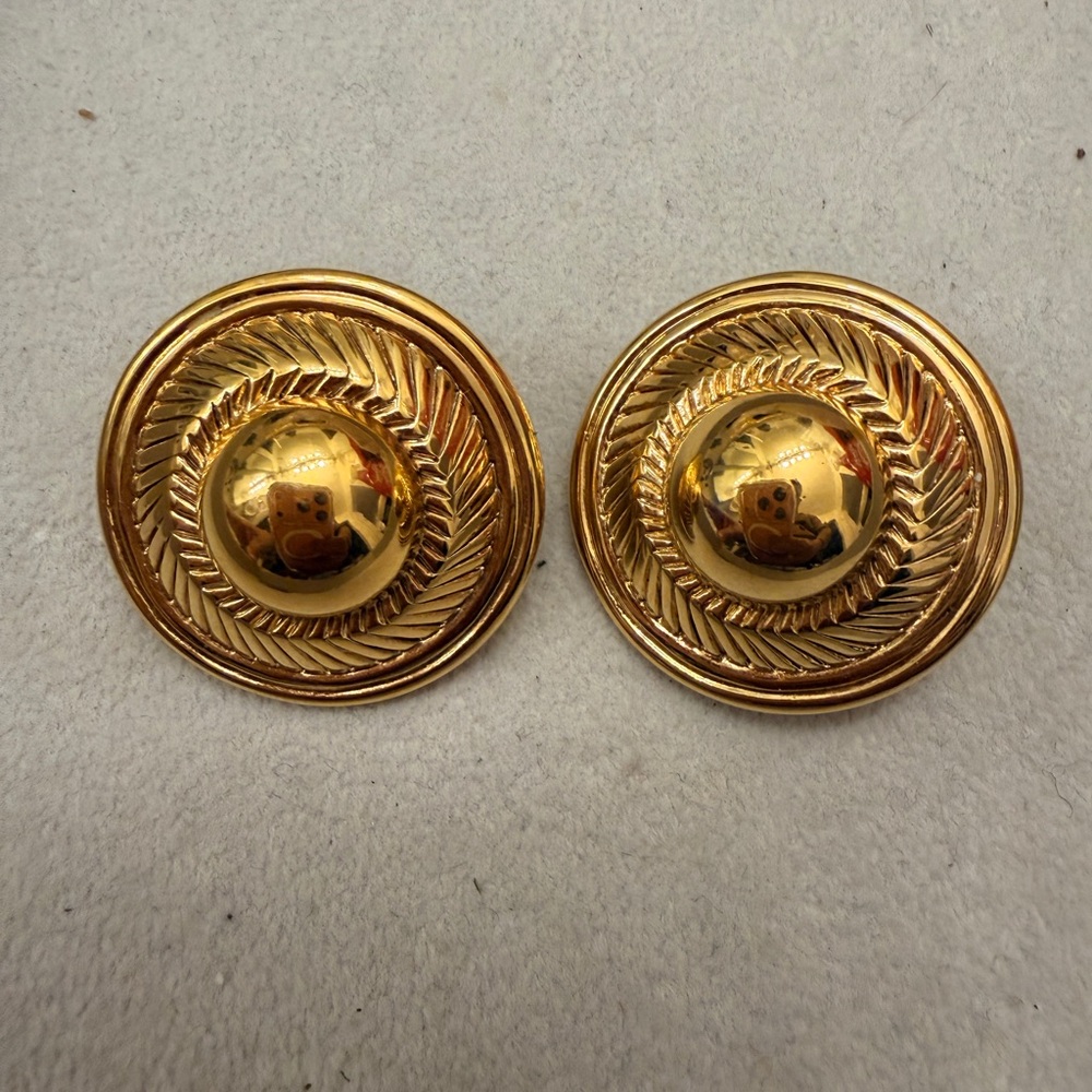Monet Vintage Gold Large Round Earrings 80s 90s